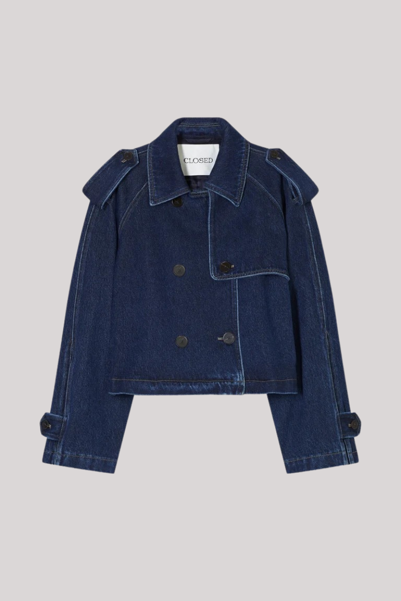 Closed - Cropped Trench - DARKBLUE