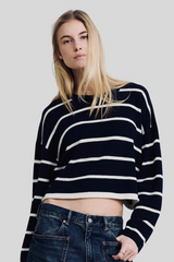 Denimist - Cropped Stripe Sweater - NVYWWHTS