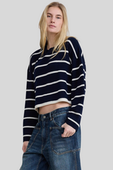 Denimist - Cropped Stripe Sweater - NVYWWHTS