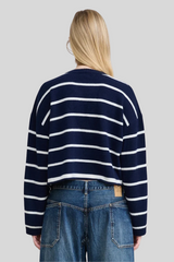 Denimist - Cropped Stripe Sweater - NVYWWHTS