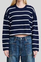 Denimist - Cropped Stripe Sweater - NVYWWHTS