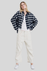 Denimist - Cropped Work Shirt - NVYGRNWH