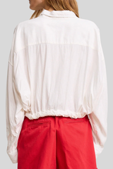 Denimist - Long Sleeve Front Tie Shirt - WHITE