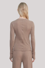 Enza Costa - Cashmere Easy Cuffed Crew - WALNUT