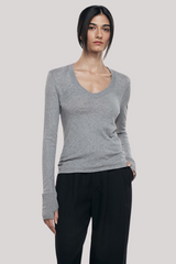 Enza Costa - Cashmere Easy Cuffed U - SMOKE