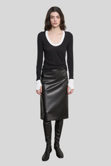 Enza Costa - Cashmere Jersey Contrast Easy Cuffed U - BLACKWHT