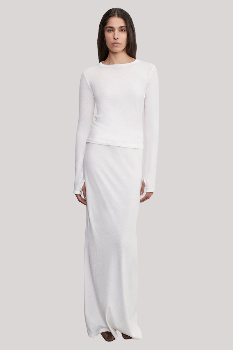 Enza Costa - Cashmere New Classic Long Sleeve Crew - WHITE