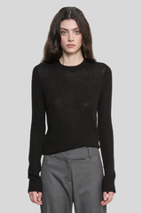Enza Costa - Cashmere Shrunken Crew - BLACK
