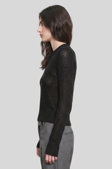 Enza Costa - Cashmere Shrunken Crew - BLACK