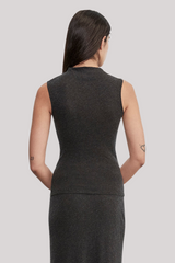 Enza Costa - Cashmere Sleeveless Twist Top - CHARCOAL