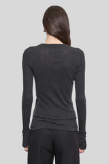 Enza Costa - Fine Cashmere Jersey Easy Cuffed Crew - CHARCOAL