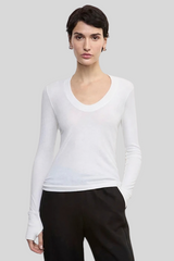 Enza Costa - Fine Cashmere Jersey Easy Cuffed U - WHITE