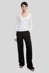 Enza Costa - Fine Cashmere Jersey Easy Cuffed U - WHITE