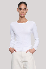 Enza Costa - Fine Supima Cotton L/S Crew - WHITE