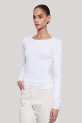 Enza Costa - Fine Supima Cotton L/S Crew - WHITE