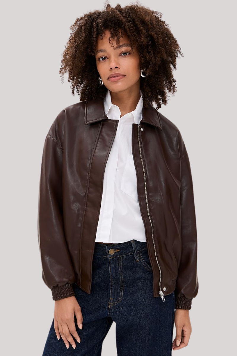 Enza Costa - Leather Bomber Jacket - DRKBROWN