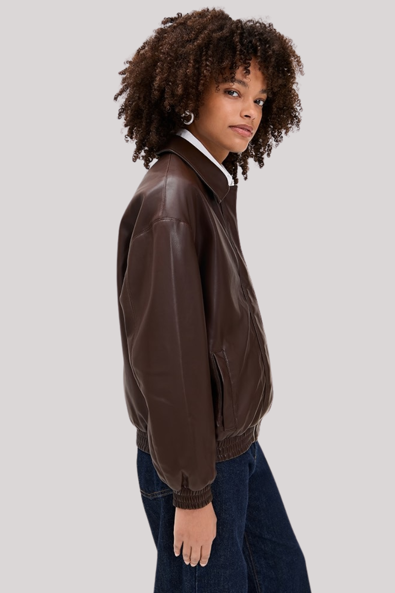 Enza Costa - Leather Bomber Jacket - DRKBROWN