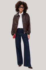 Enza Costa - Leather Bomber Jacket - DRKBROWN