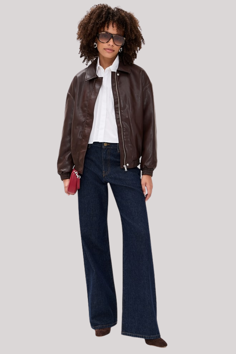 Enza Costa - Leather Bomber Jacket - DRKBROWN