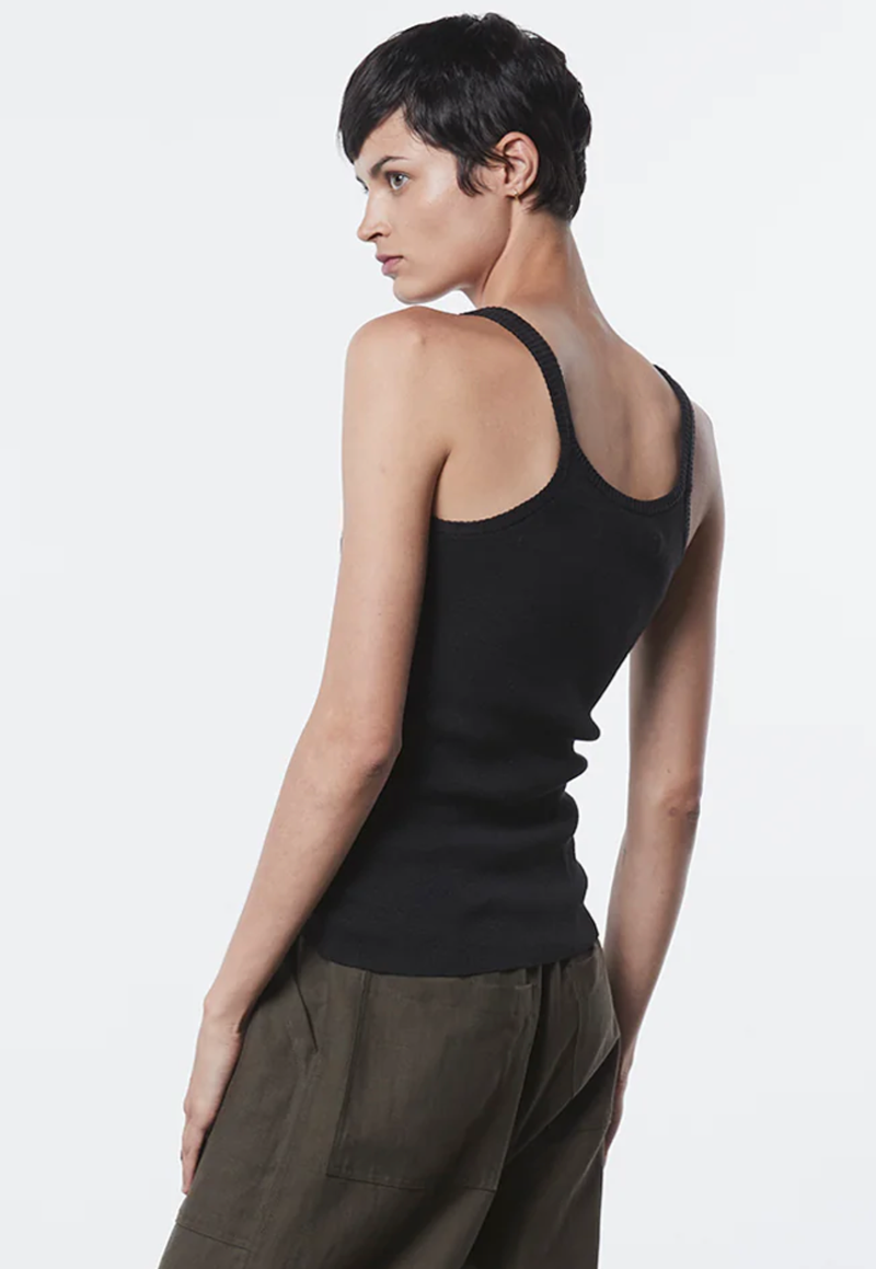 Enza Costa - Linen Knit Strappy Tank - BLACK