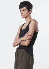 Enza Costa - Linen Knit Strappy Tank - BLACK