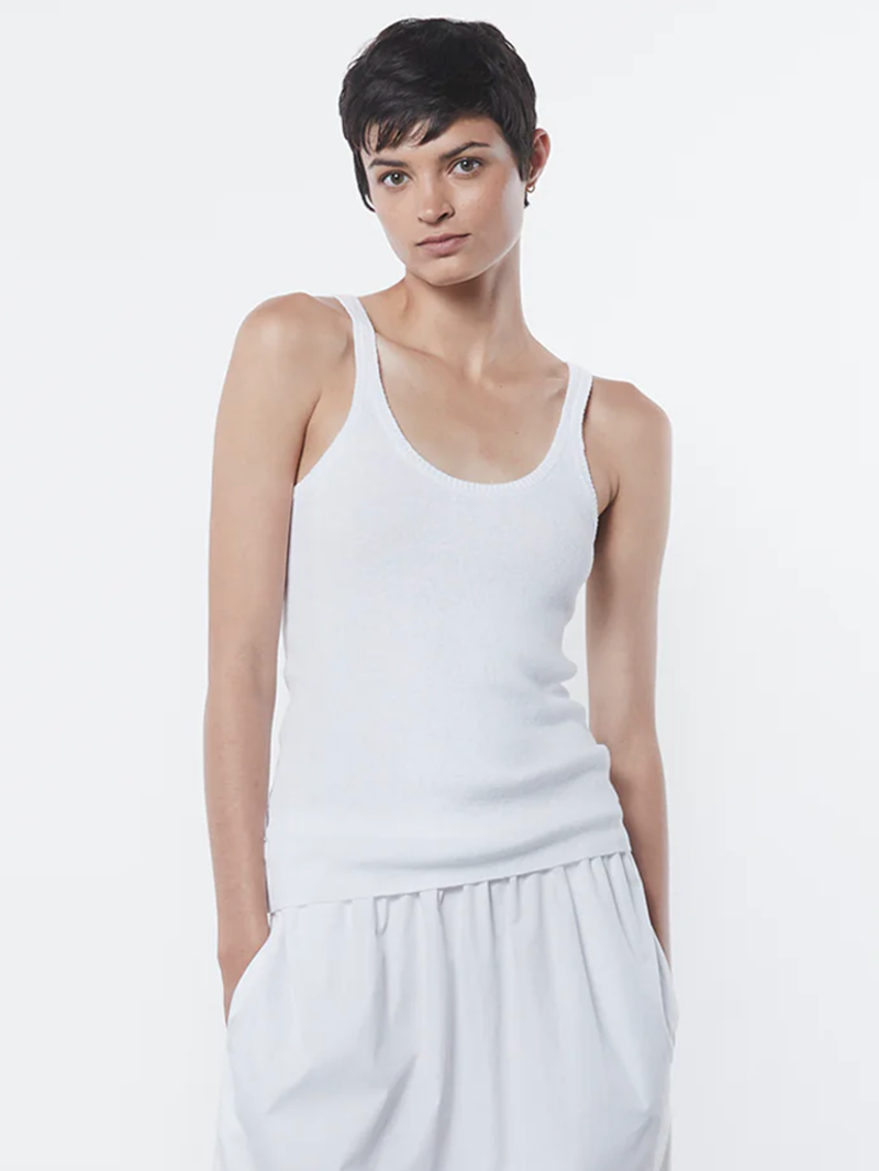 Enza Costa - Linen Knit Strappy Tank - WHITE