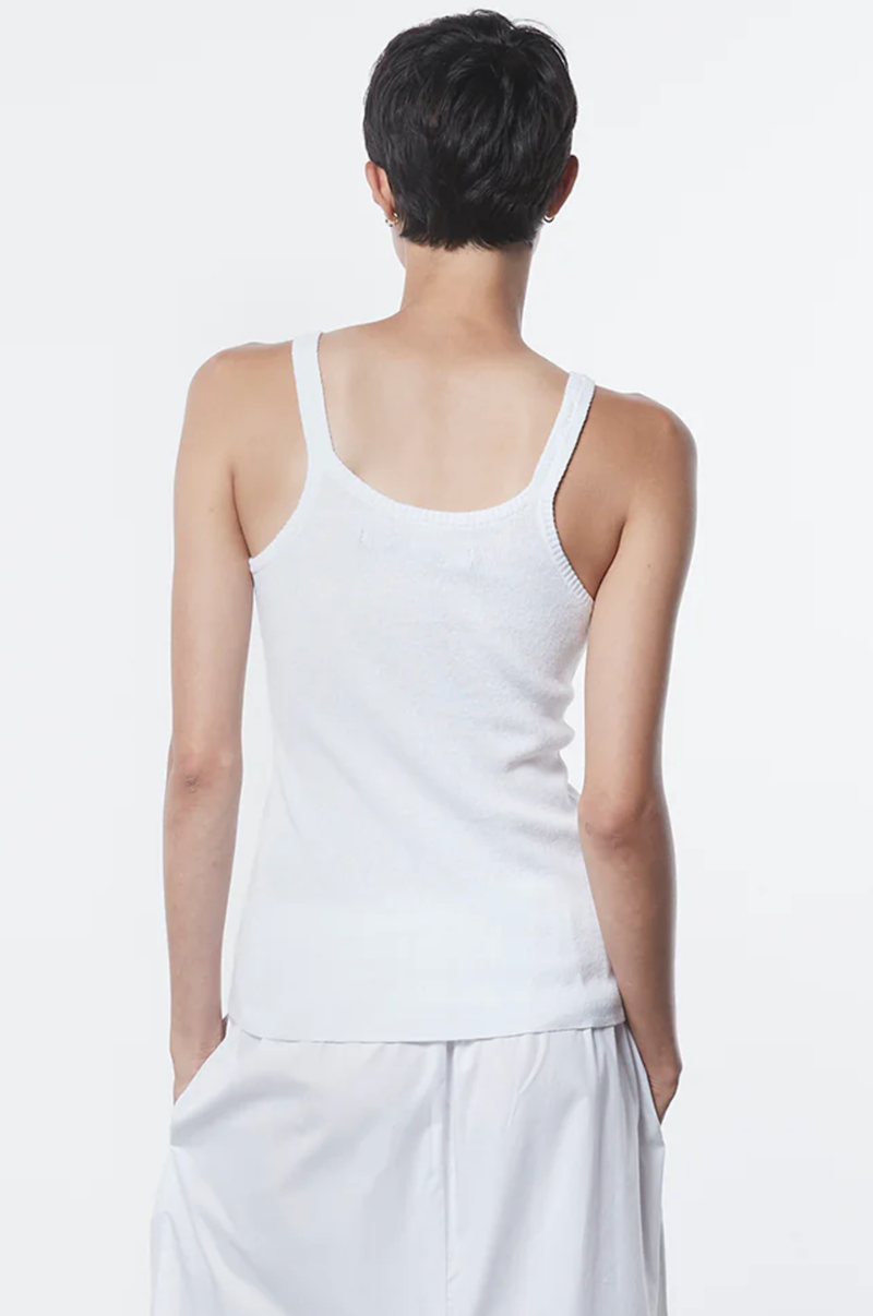 Enza Costa - Linen Knit Strappy Tank - WHITE