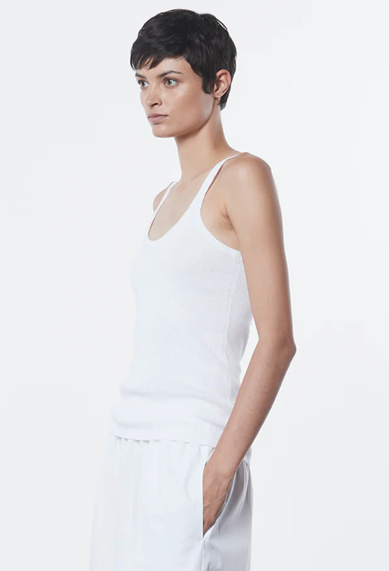 Enza Costa - Linen Knit Strappy Tank - WHITE