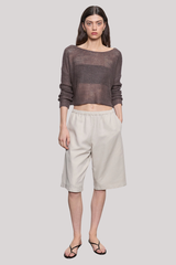 Enza Costa - Linen Open Knit Batea - PEBBLE