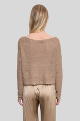 Enza Costa - Linen Open Knit Bateau Sweater - FLAX