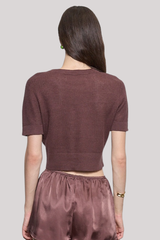 Enza Costa - Linen Open Knit Crop - CHOCOLAT