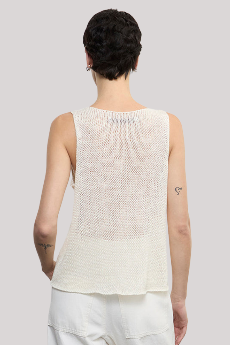 Enza Costa - Linen Open Knit Tank - WHITE