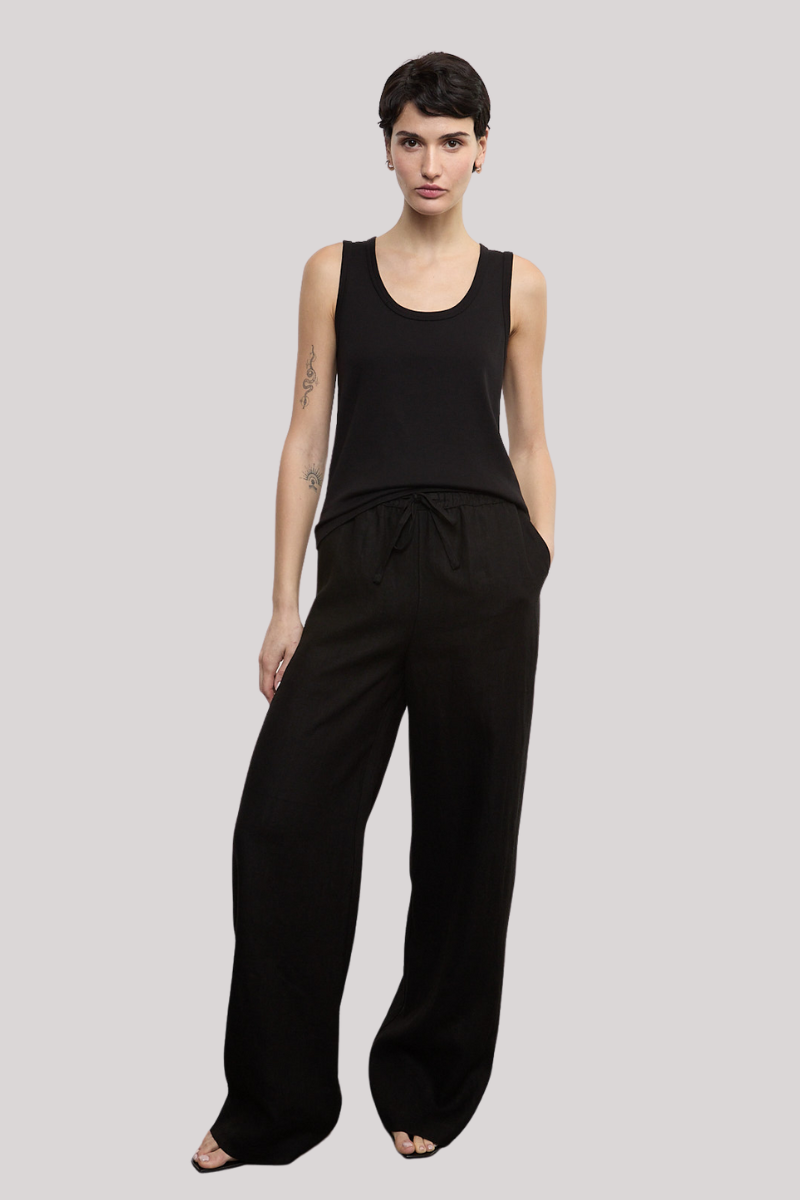 Enza Costa - Linen Resort Pant - BLACK