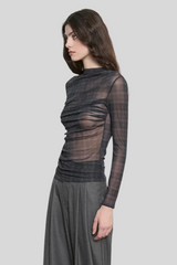 Enza Costa - Mesh Long Sleeve Twist Top - SHADWPLA