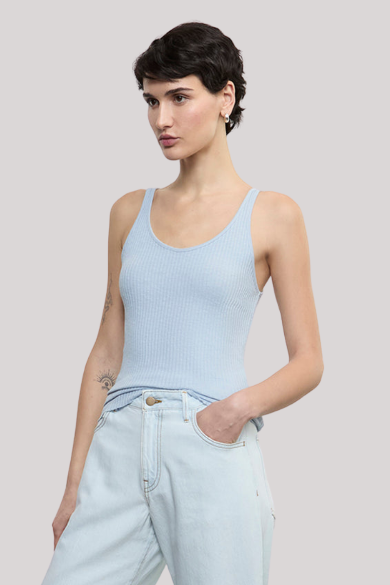 Enza Costa - Military Rib Slim Tank - SKY
