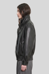 Enza Costa - Oversized Leather Bomber Jacket - COFFEE