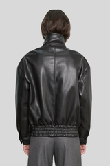 Enza Costa - Oversized Leather Bomber Jacket - COFFEE