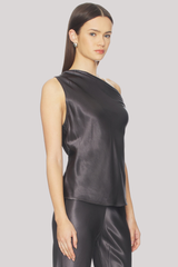 Enza Costa - Satin Bias Off-Shoulder - GUNMETAL