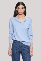 Enza Costa - Silk Knit Polo - PALEBLUE