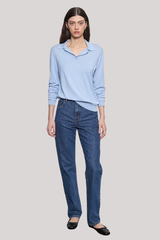 Enza Costa - Silk Knit Polo - PALEBLUE