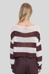 Enza Costa - Stripe Linen Bateau Sweater - BLKORWHT