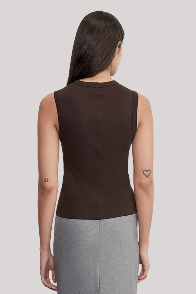 Enza Costa - Supima Cotton New Classic Sleeveless Tee - COFFBEAN