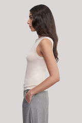 Enza Costa - Supima Cotton New Classic Sleeveless Tee - PARCHMNT
