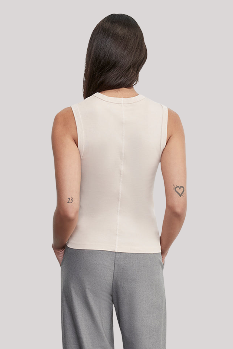 Enza Costa - Supima Cotton New Classic Sleeveless Tee - PARCHMNT