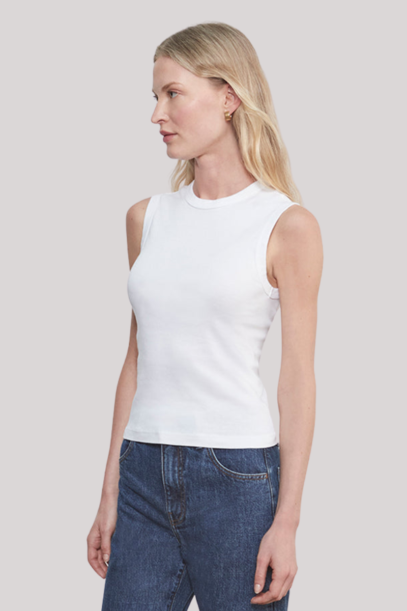 Enza Costa - Supima Cotton New Classic Sleeveless Tee - WHITE