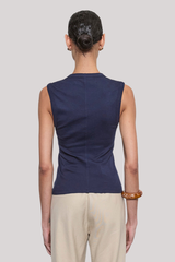 Enza Costa - Supima Cotton Sleeveless V - DARKNAVY