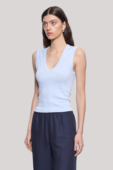 Enza Costa - Supima Cotton Sleeveless V - PALEBLUE