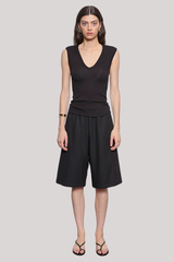 Enza Costa - Textured Knit Sleeveless V - BLACK