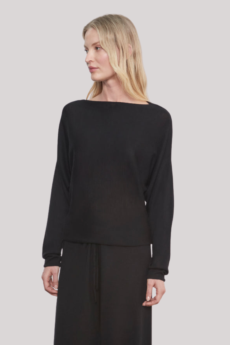 Enza Costa - Tissue Cashmere Dolman Sweater - BLACK