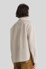 Forte_Forte - “Bouquet” Embroidery Striped Taffetas Shirt - ROSE